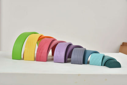 Rainbow wooden blocks for toddlers – Montessori stacking set