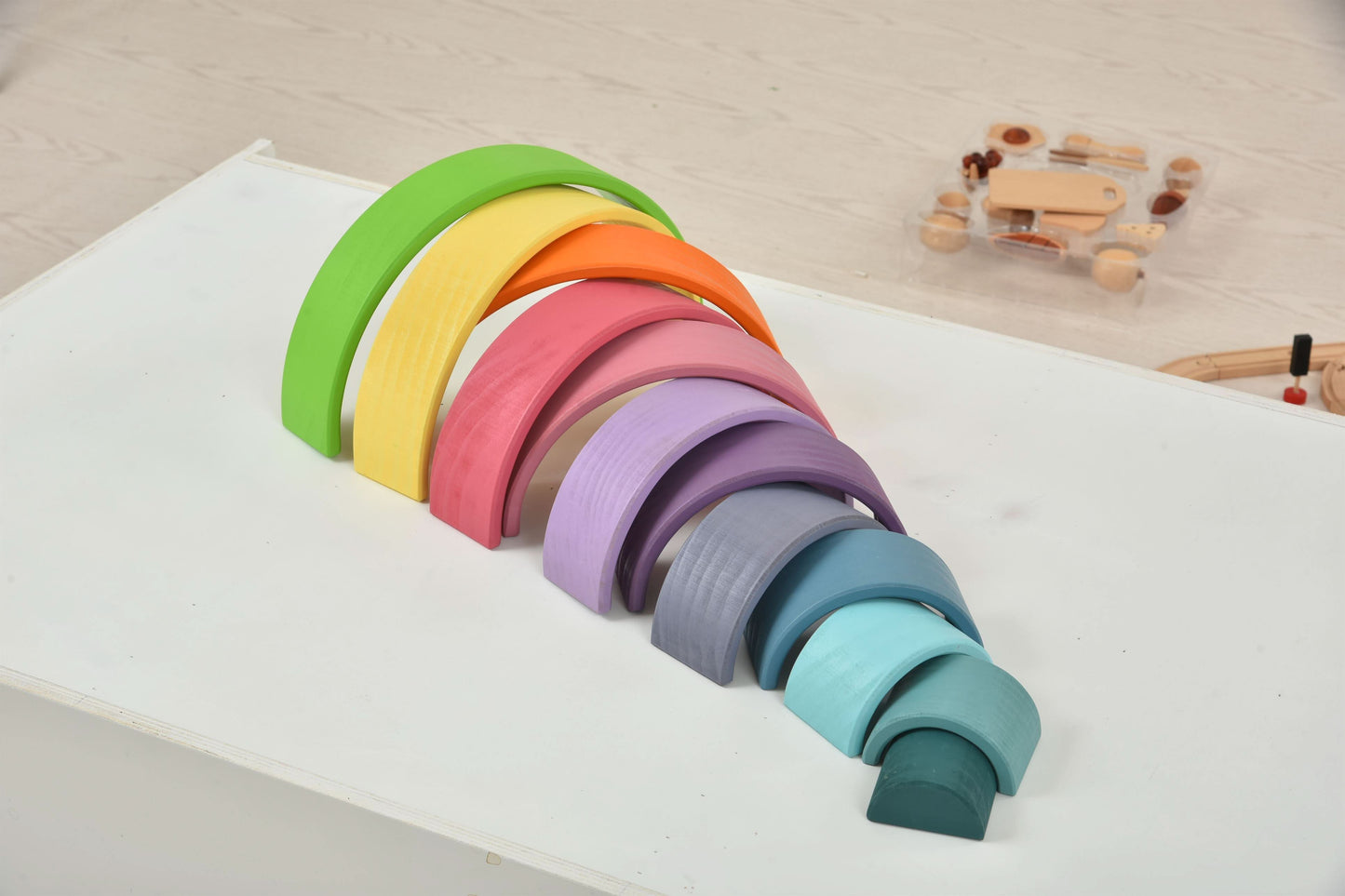 Rainbow wooden blocks for toddlers – Montessori stacking set
