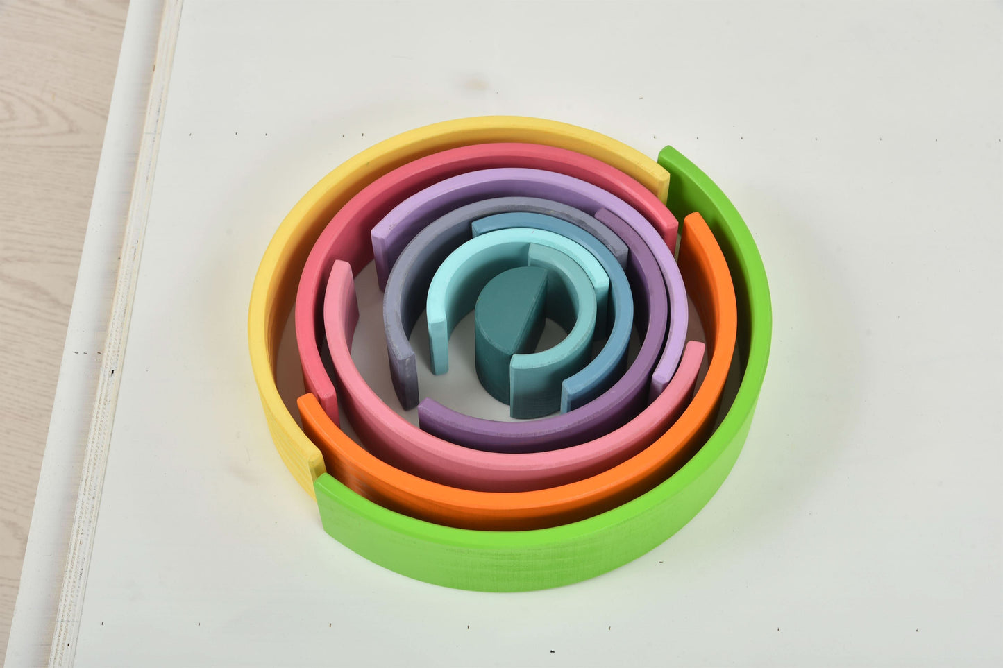 Rainbow wooden blocks for toddlers – Montessori stacking set