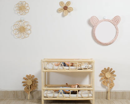 Sweet Bloom Rattan Flower Wall Art – Cute Boho Nursery & Girls Room Decor