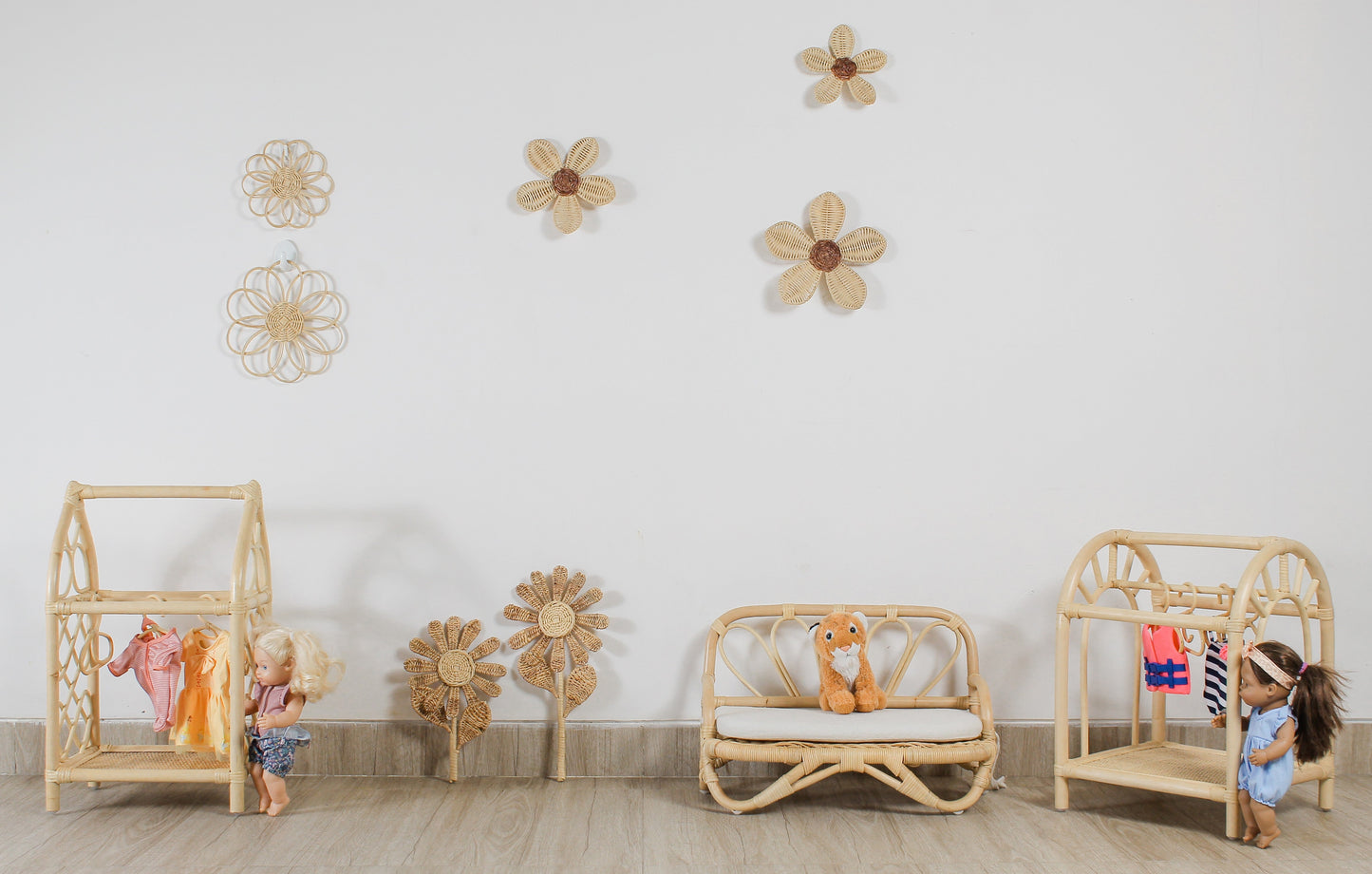 The Blooming Rattan Flower Stem – Handcrafted Boho Wall & Room Decor
