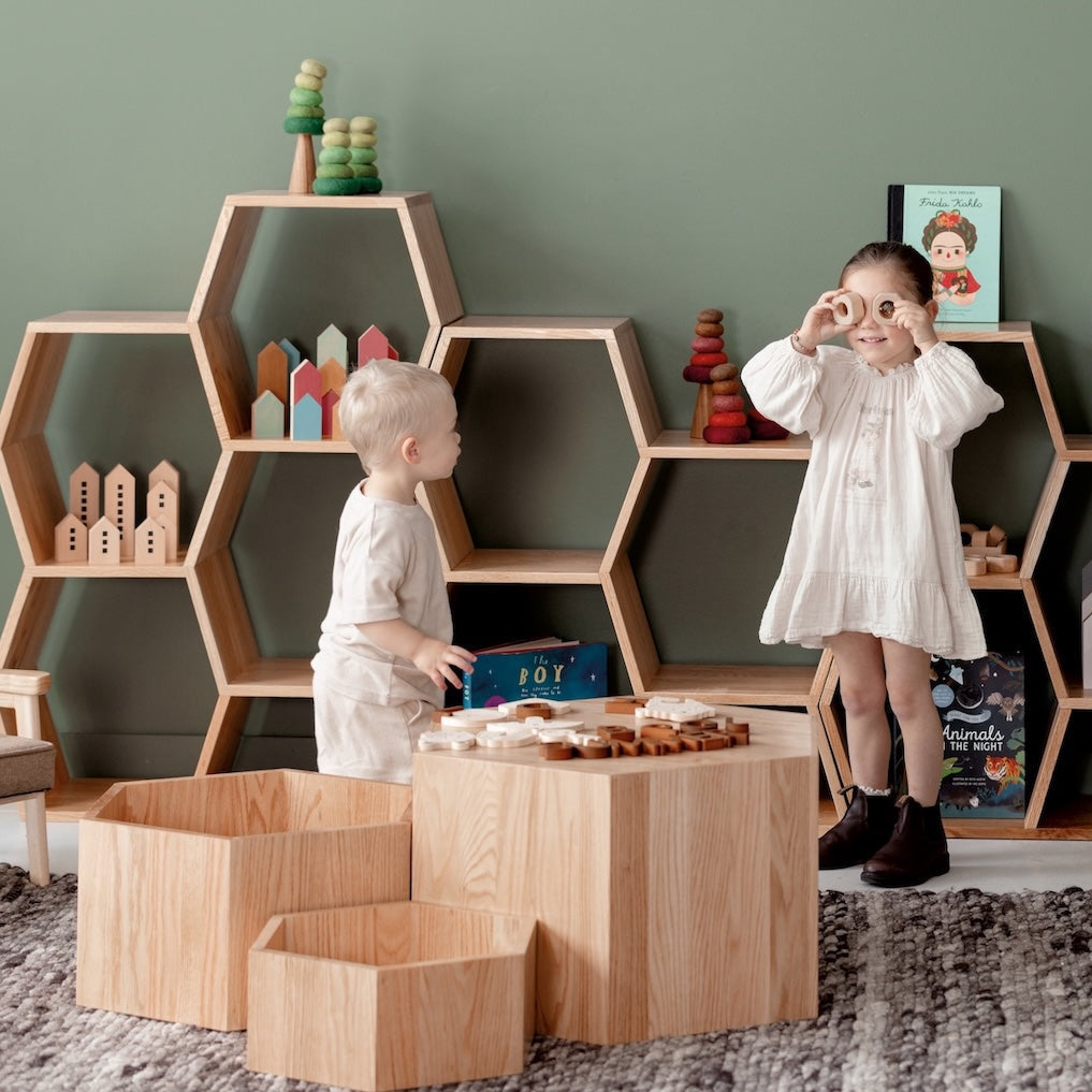 Hexagon Nesting Tables (Set of 3) | Solid European Oak