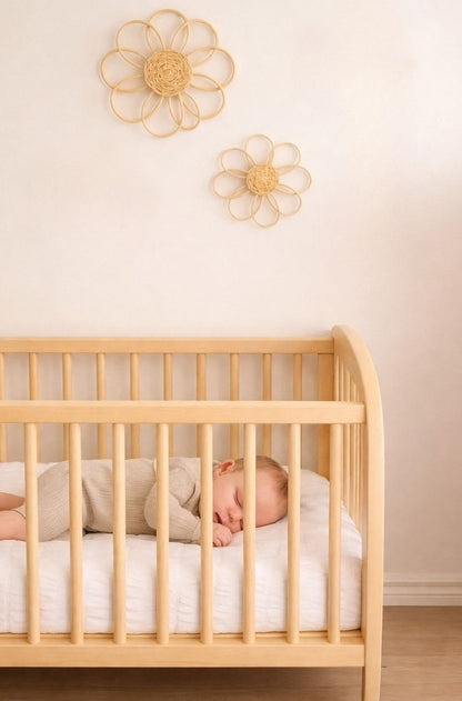Sweet Bloom Rattan Flower Wall Art – Cute Boho Nursery & Girls Room Decor