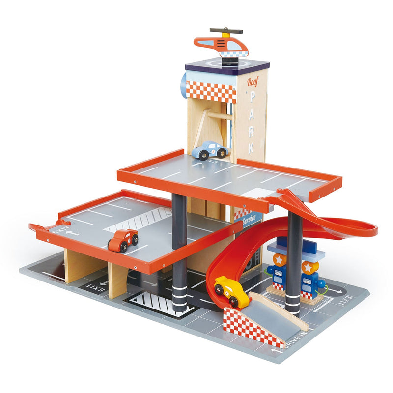 Tender Leaf blue bird service station wooden garage playset