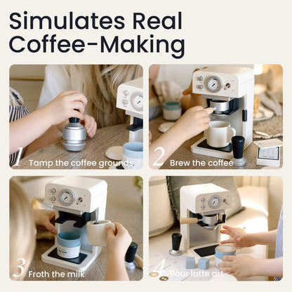 Tiny Land®  Children’s Coffee Maker: Wooden Café Play Set for Kids