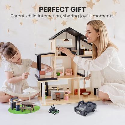 Tiny Land® Sweetwood Edge Dollhouse & Wooden Dollhouse Garage
