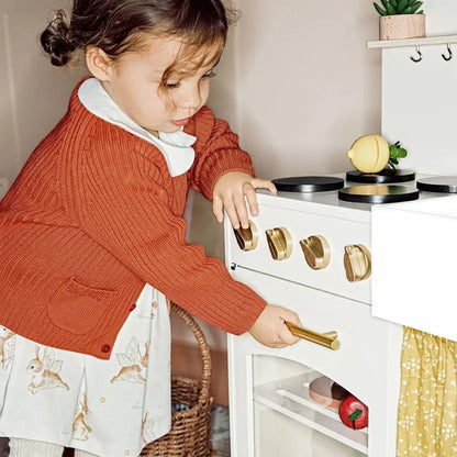 Tiny Land® Wooden Play Kitchen for Toddlers - Honey Kitchenette Pretend Cooking Set