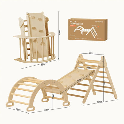 Tiny Land® Pikler Triangle 7-in-1 Montessori Climbing Set
