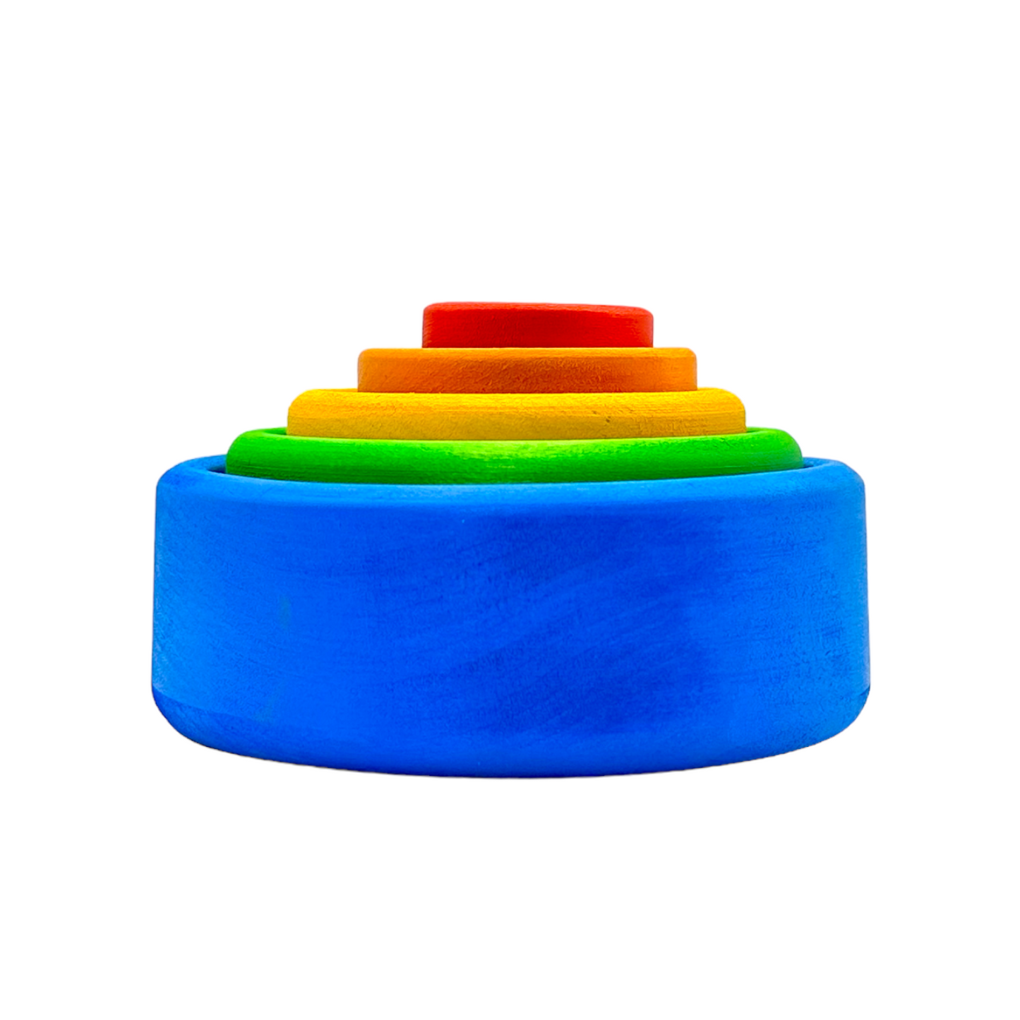 **Pre-order (Ships in 2-3 Weeks)**5 Pcs STAINED Wooden Stacking Nesting Cup Bowl Set in Blue Sunset Color