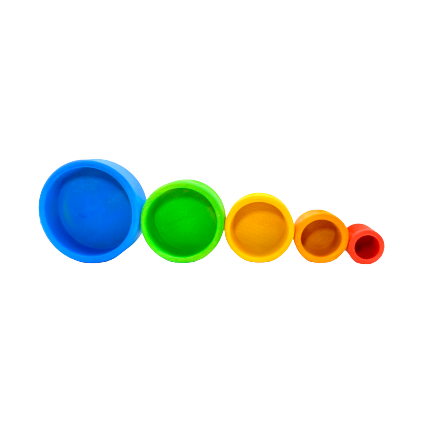 **Pre-order (Ships in 2-3 Weeks)**5 Pcs STAINED Wooden Stacking Nesting Cup Bowl Set in Blue Sunset Color