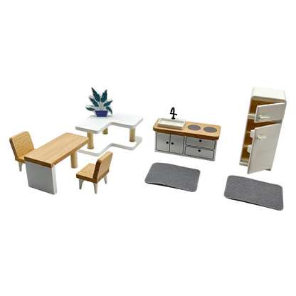 **Pre-order (Ships in 1-2 Weeks)** Wooden dollhouse miniature furniture play set