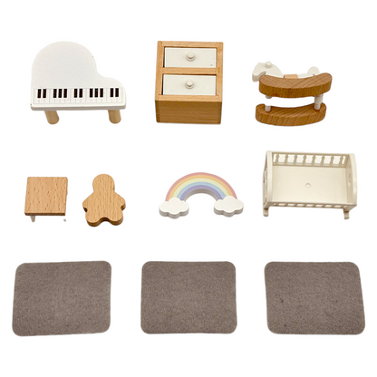 **Pre-order (Ships in 1-2 Weeks)** Wooden dollhouse miniature furniture play set
