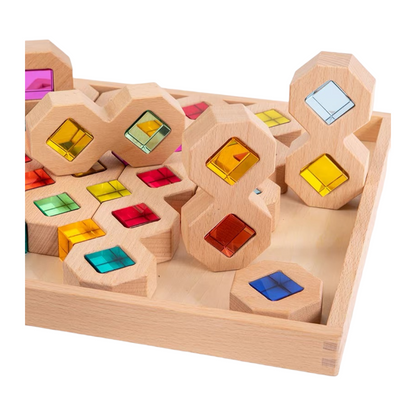**Pre-order (Ships in 2-3 weeks)** 12 Pcs Wooden Windows Building Block Set with Storage Tray