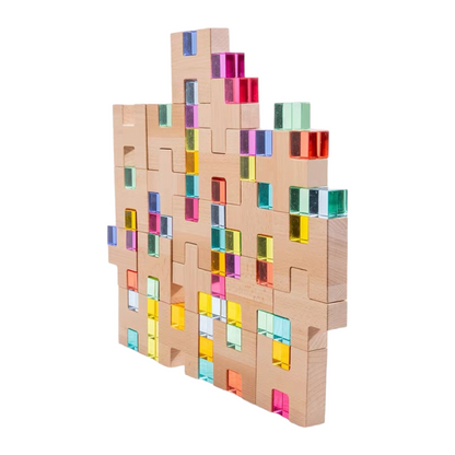 **Pre-order (Ships in 2-3 weeks)** 20 Pcs Wooden H and + Shape Blocks Set with Storage Tray