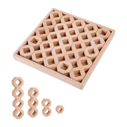 **Pre-order (Ships in 2-3 weeks)** 12 Pcs Wooden Windows Building Block Set with Storage Tray