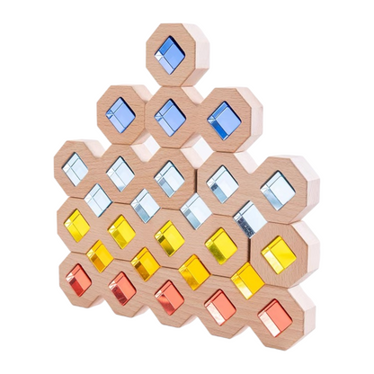 **Pre-order (Ships in 2-3 weeks)** 12 Pcs Wooden Windows Building Block Set with Storage Tray