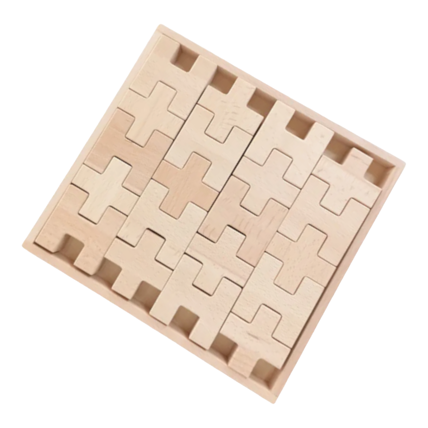 **Pre-order (Ships in 2-3 weeks)** 20 Pcs Wooden H and + Shape Blocks Set with Storage Tray
