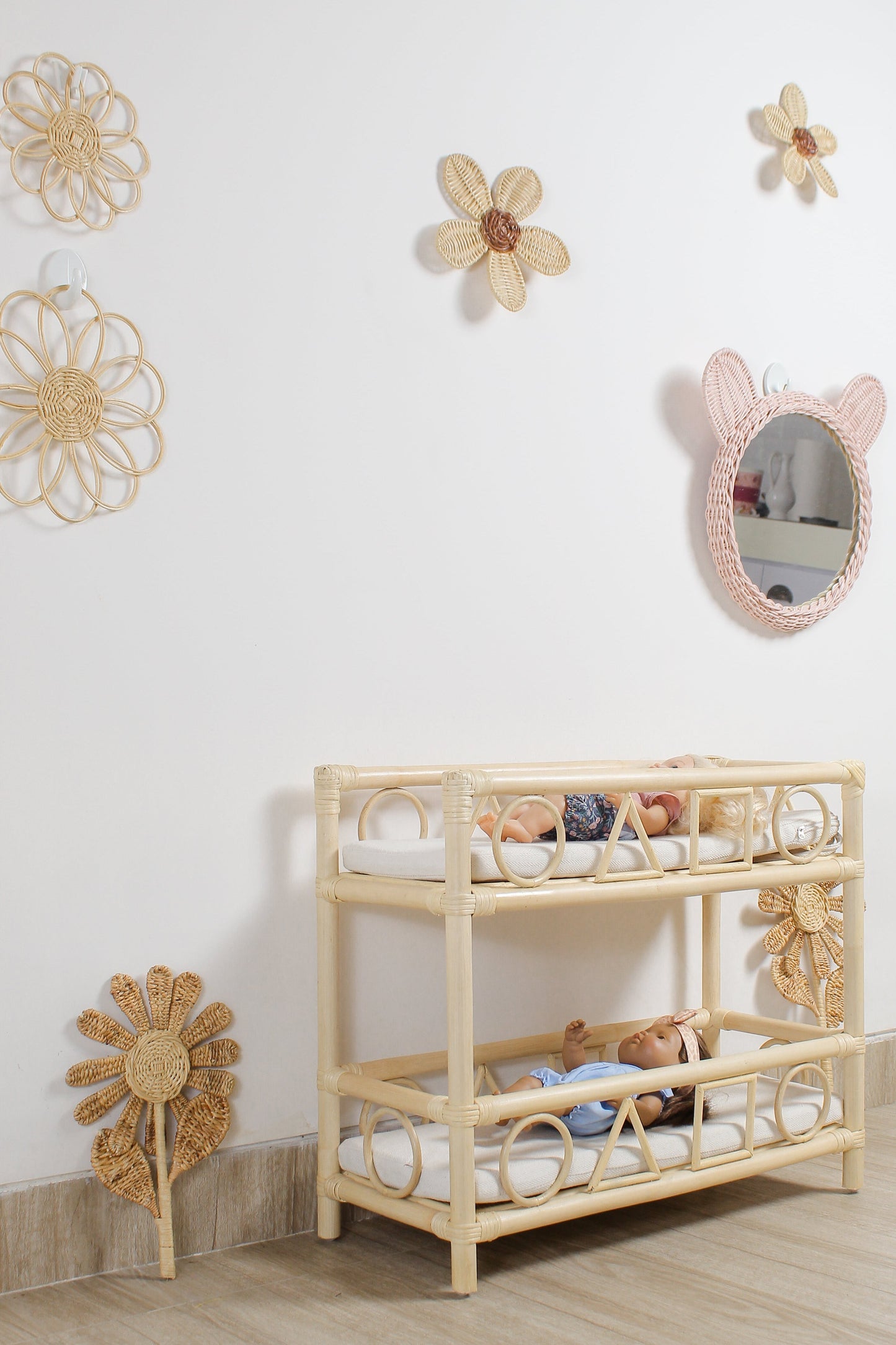 Sweet Bloom Rattan Flower Wall Art – Cute Boho Nursery & Girls Room Decor