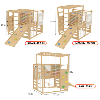 Alpine indoor climbing gym with slide and climbing wall - The Nurturing Nook