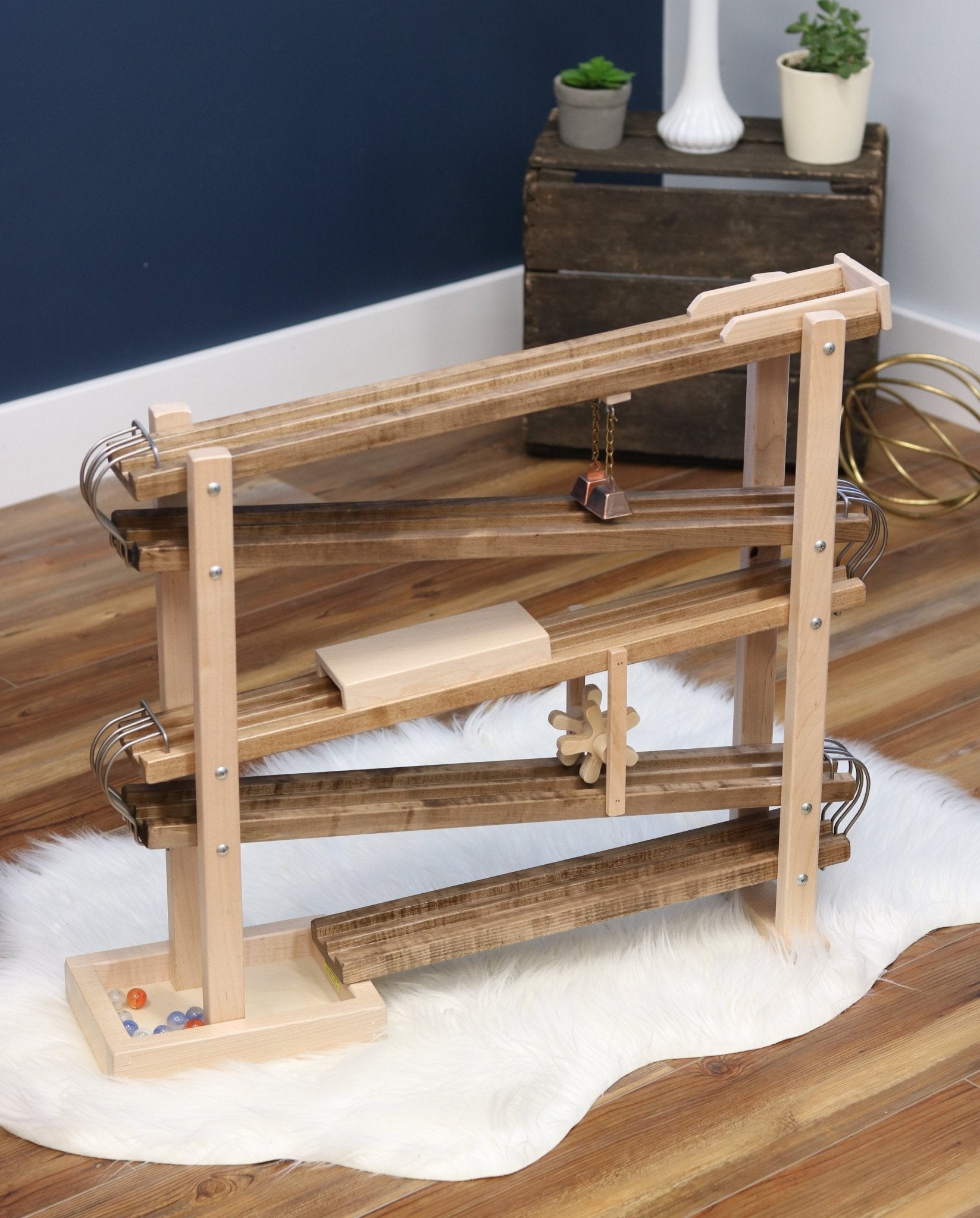 Amish - Made Deluxe Wooden Marble Flyer Racetrack Toy - The Nurturing Nook