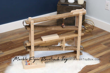 Amish - Made Deluxe Wooden Marble Flyer Racetrack Toy - The Nurturing Nook