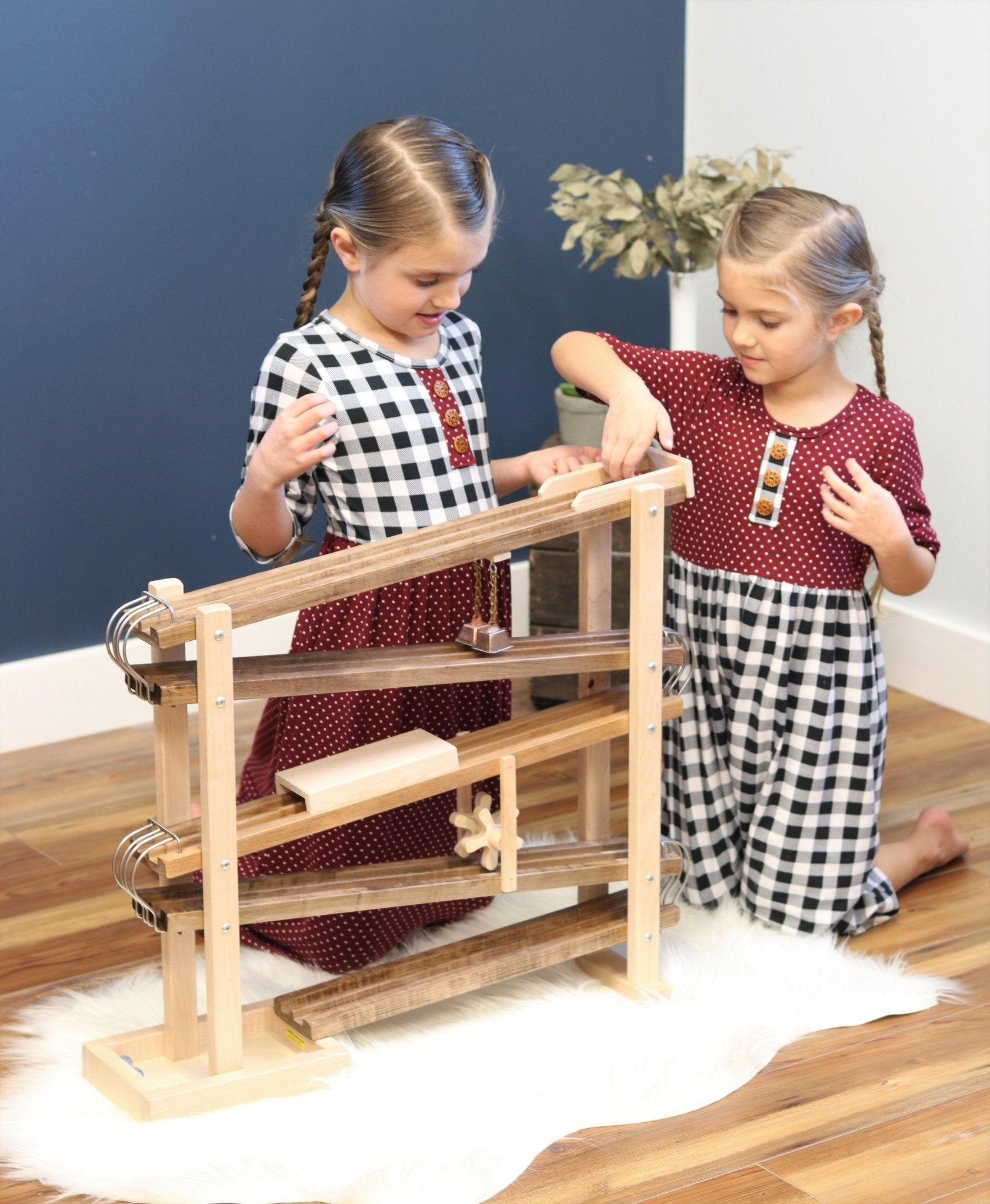 Amish - Made Deluxe Wooden Marble Flyer Racetrack Toy - The Nurturing Nook