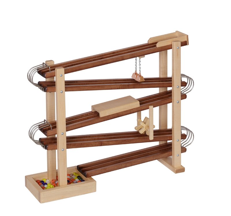 Amish-made Deluxe wooden marble flyer racetrack toy