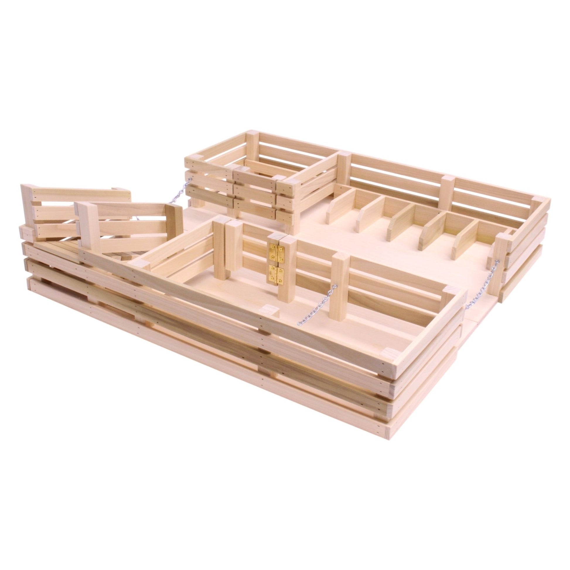 Amish - Made Wooden Folding Stock Yard Farm Toy, Unfinished - The Nurturing Nook