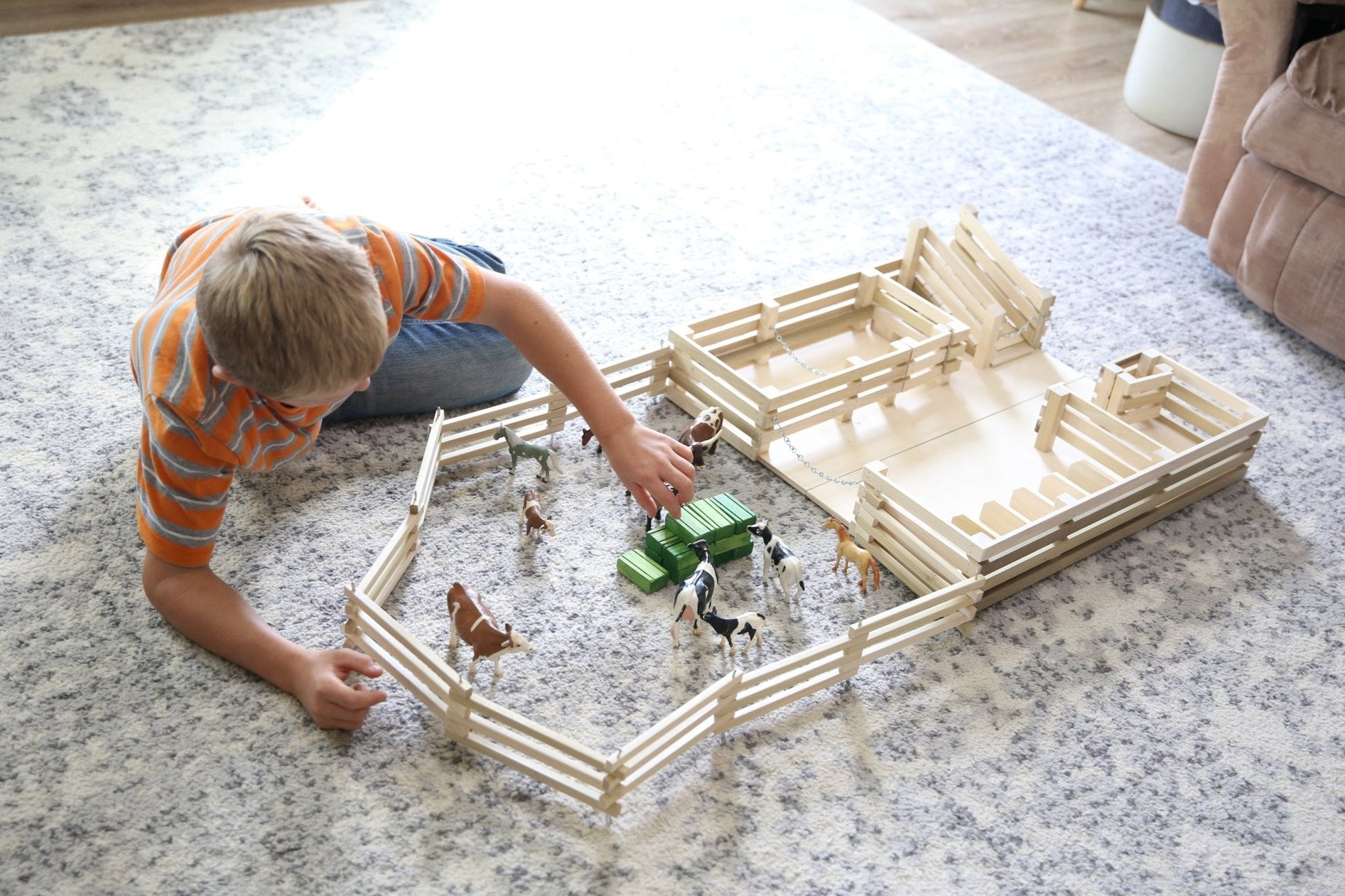Amish - Made Wooden Folding Stock Yard Farm Toy, Unfinished - The Nurturing Nook