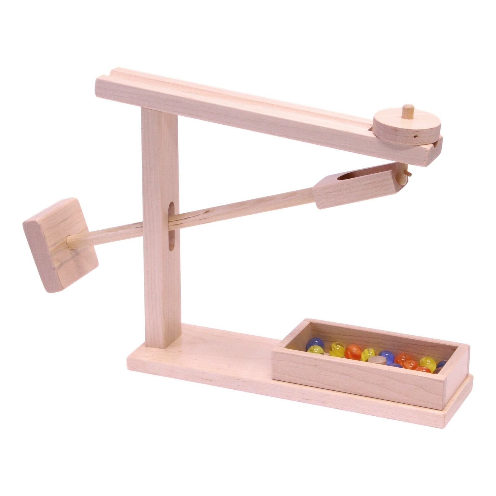 Amish - made Wooden marble roller machine toy, child - safe maple/walnut finish - The Nurturing Nook