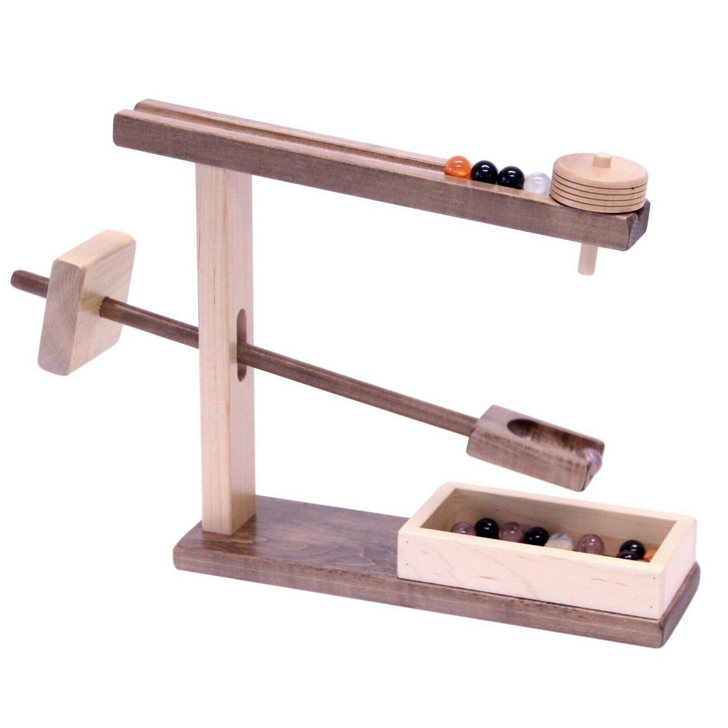 Amish - made Wooden marble roller machine toy, child - safe maple/walnut finish - The Nurturing Nook