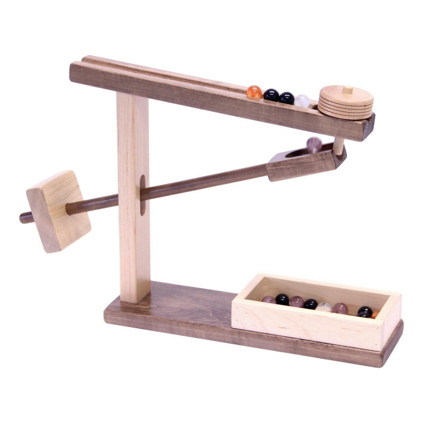 Amish - made Wooden marble roller machine toy, child - safe maple/walnut finish - The Nurturing Nook