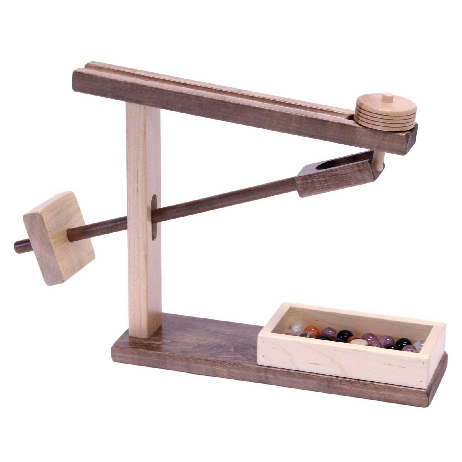 Amish - made Wooden marble roller machine toy, child - safe maple/walnut finish - The Nurturing Nook