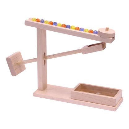 Amish - made Wooden marble roller machine toy, child - safe maple/walnut finish - The Nurturing Nook
