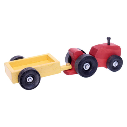 Amish - Made Wooden Small Toy Tractor and Wagon Set - The Nurturing Nook