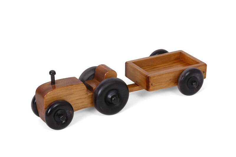 Amish - Made Wooden Small Toy Tractor and Wagon Set - The Nurturing Nook