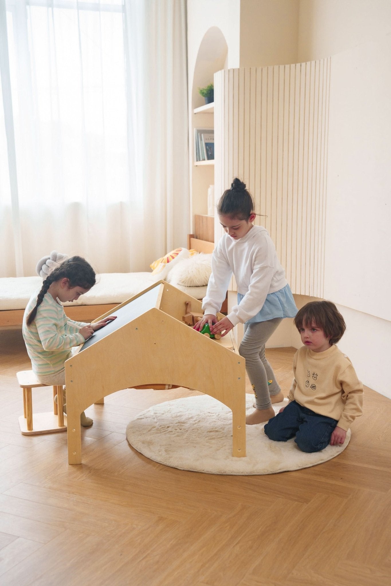 Ash - Wood Adjustable Learning Tent with Desk and Chair - The Nurturing Nook