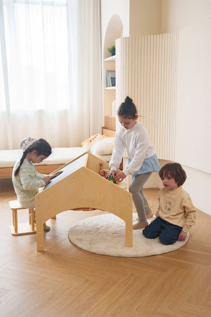 Ash - Wood Adjustable Learning Tent with Desk and Chair - The Nurturing Nook