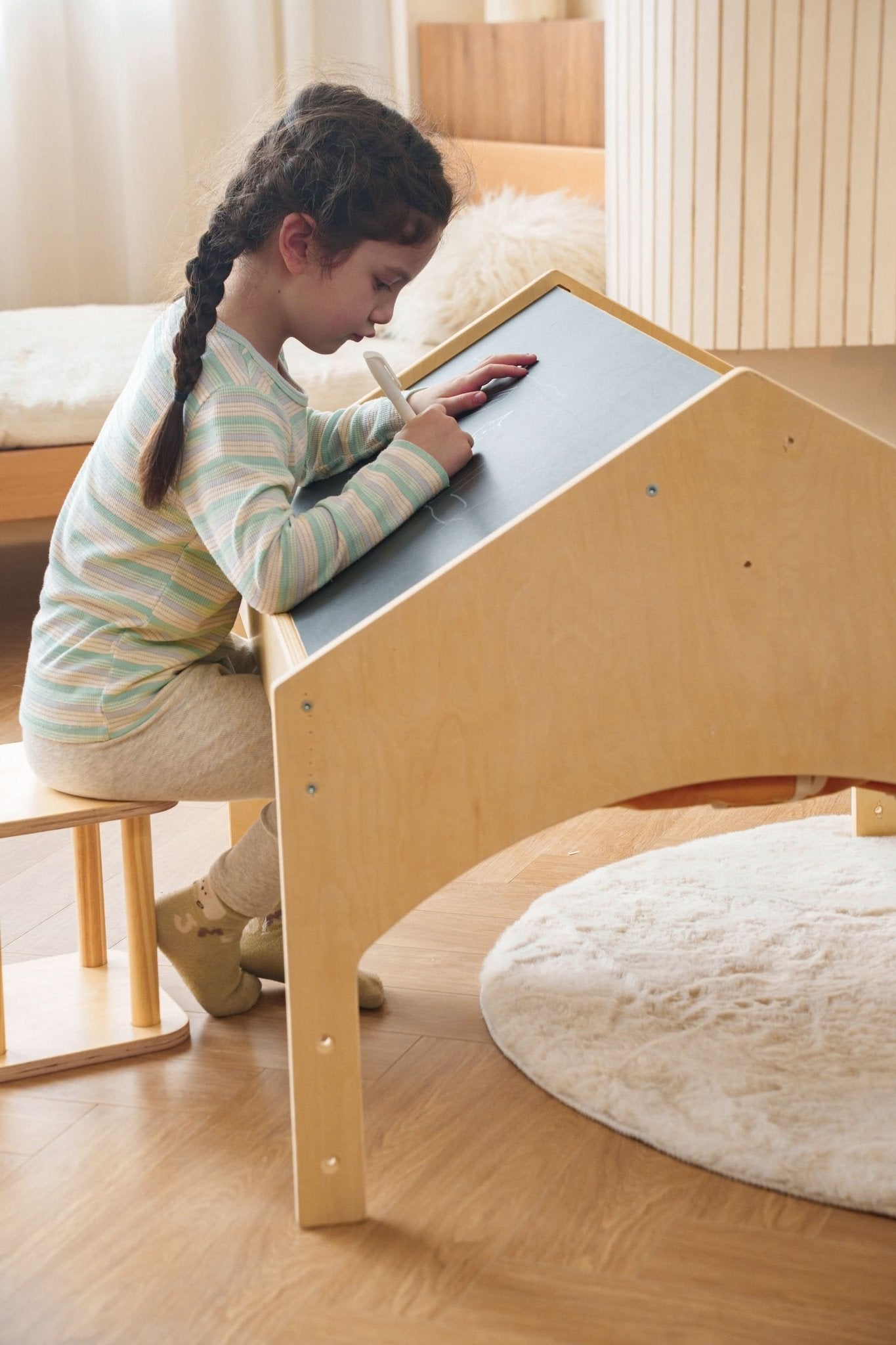 Ash - Wood Adjustable Learning Tent with Desk and Chair - The Nurturing Nook