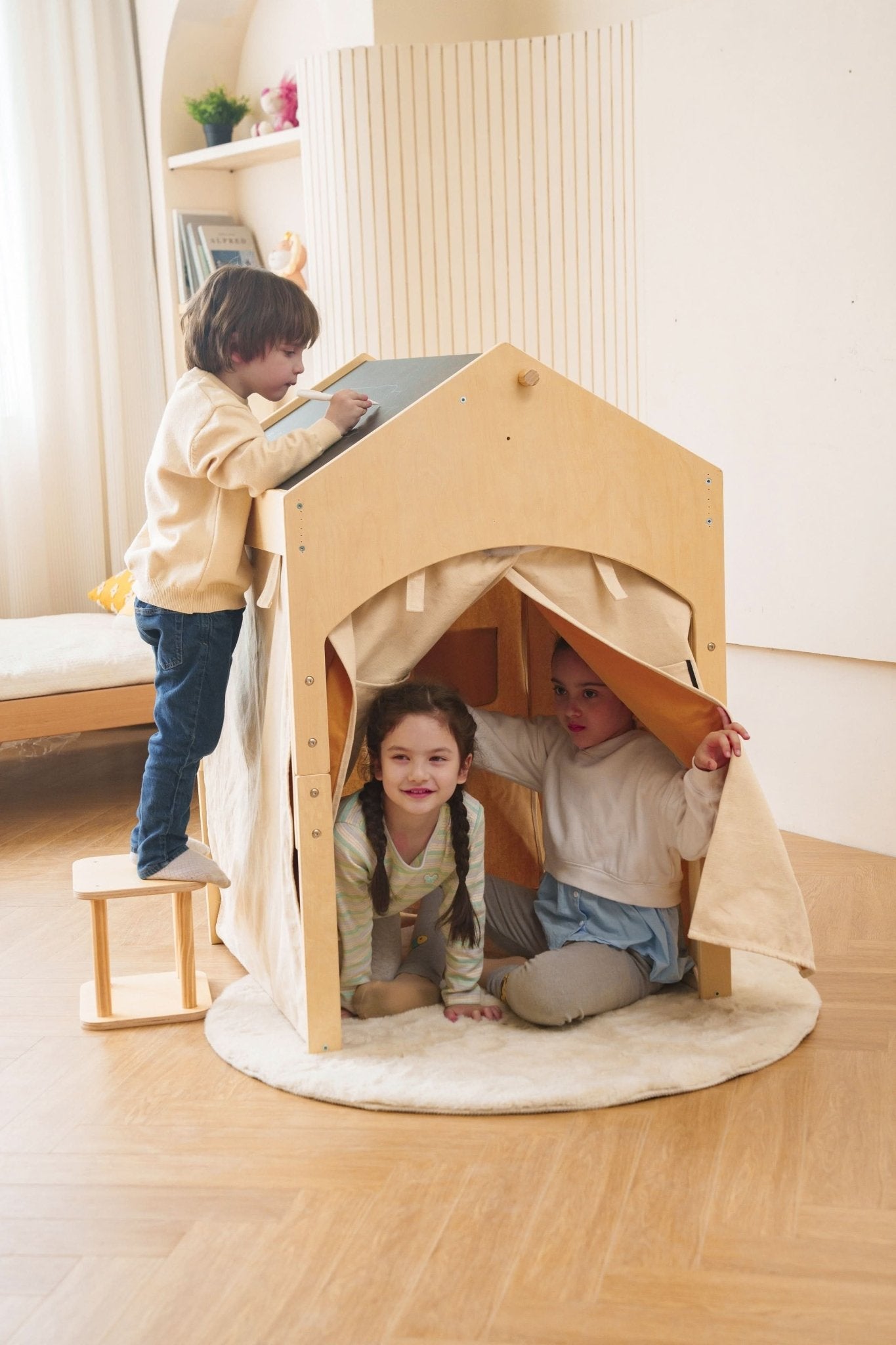 Ash - Wood Adjustable Learning Tent with Desk and Chair - The Nurturing Nook