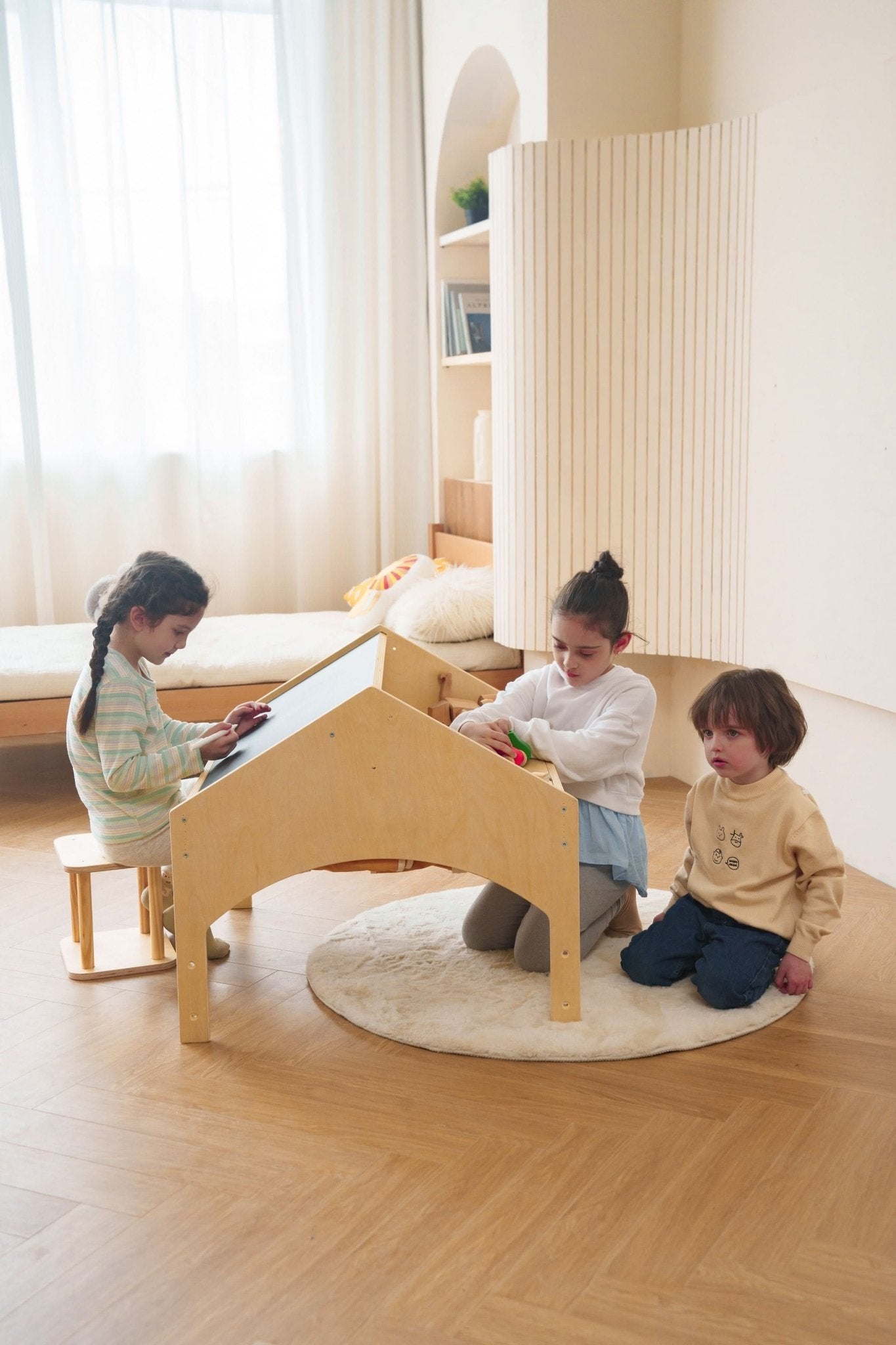 Ash - Wood Adjustable Learning Tent with Desk and Chair - The Nurturing Nook