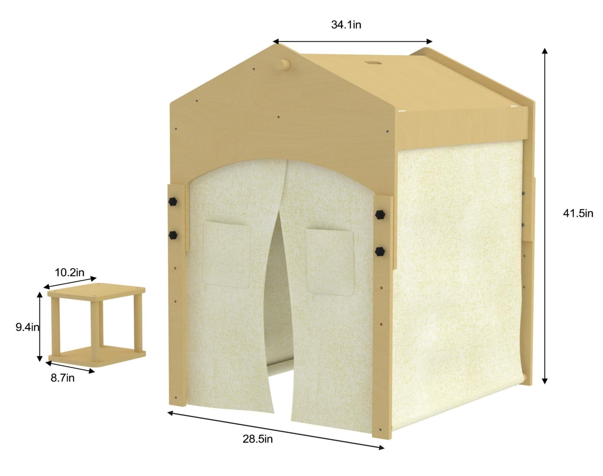 Ash - Wood Adjustable Learning Tent with Desk and Chair - The Nurturing Nook