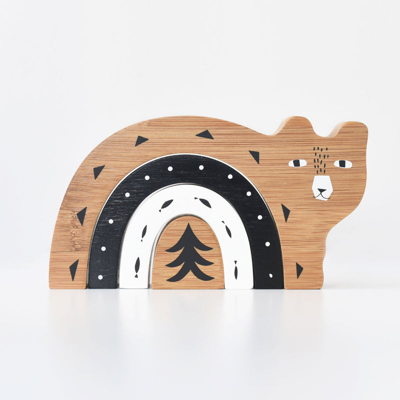 Montessori bamboo nesting bear puzzle for toddlers
