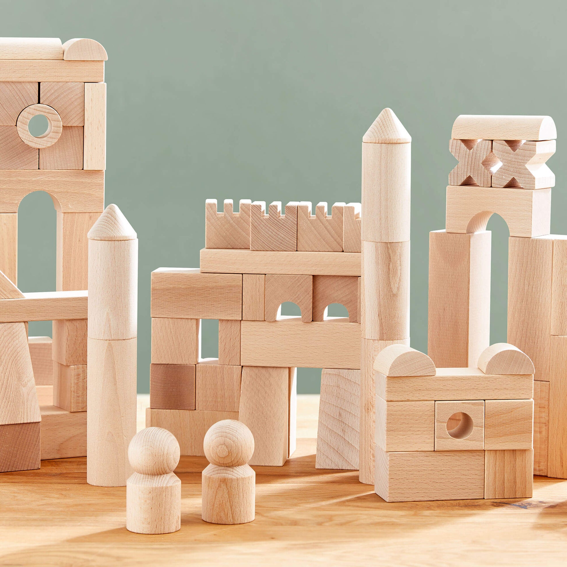 Basic Building Blocks 102 Piece Extra Large Wooden Starter Set - The Nurturing Nook