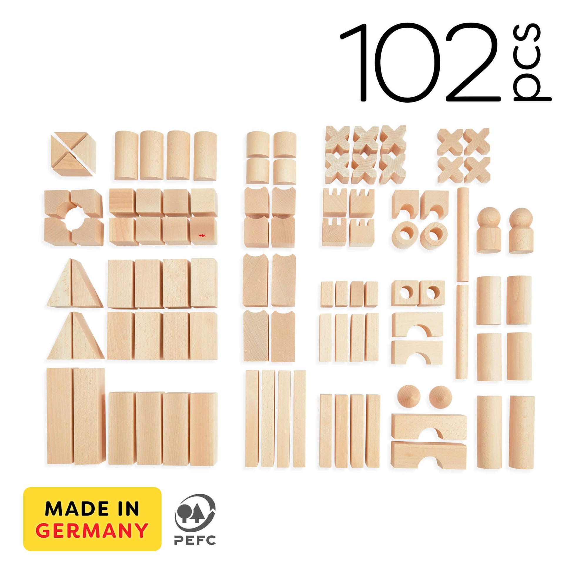 Basic Building Blocks 102 Piece Extra Large Wooden Starter Set - The Nurturing Nook