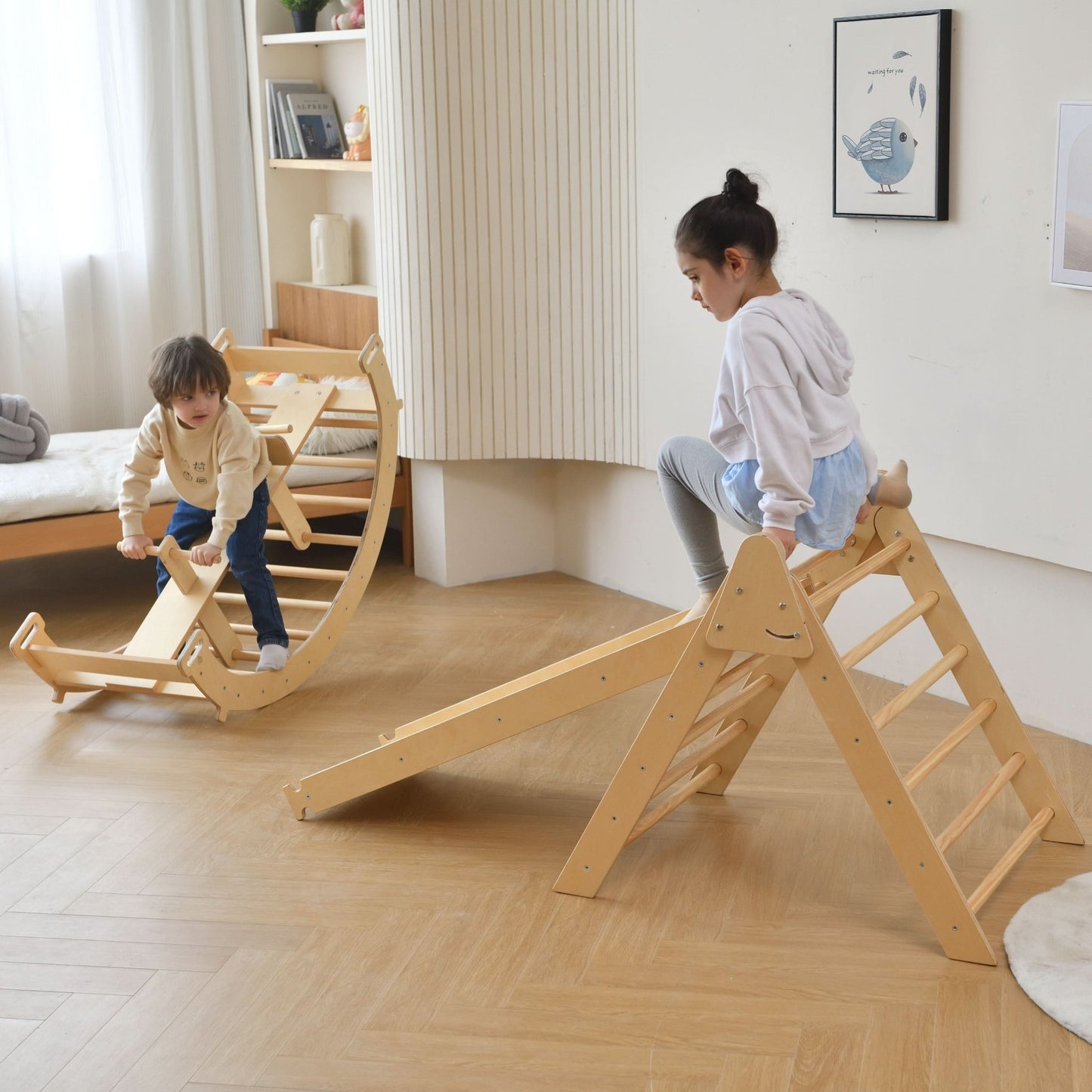 Bazel - Pikler 6 - in - 1 climber with rocker arch and slide set - The Nurturing Nook