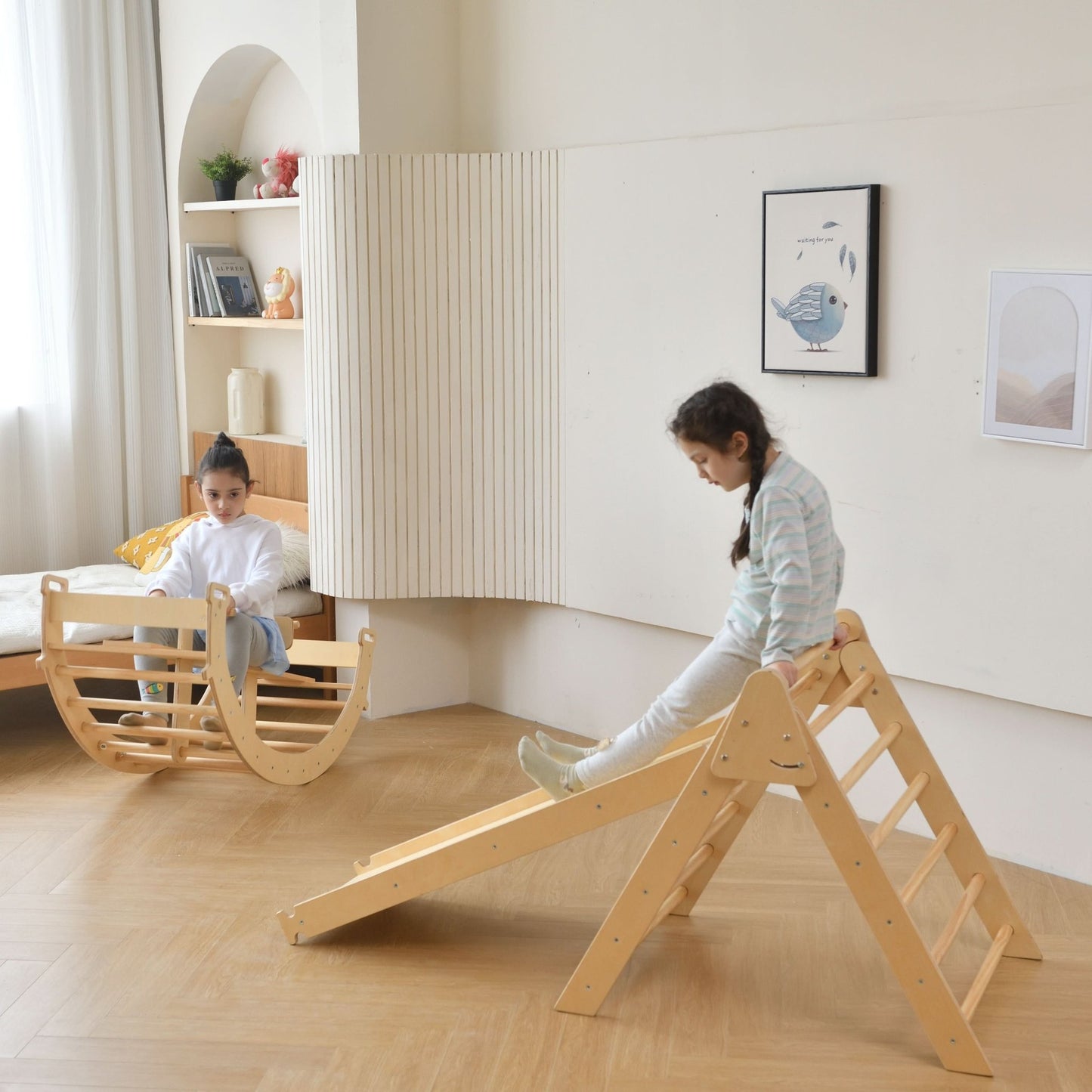 Bazel - Pikler 6 - in - 1 climber with rocker arch and slide set - The Nurturing Nook