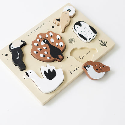 Birds wooden tray puzzle – eco - friendly, multi - use toy for ages 2+ - The Nurturing Nook