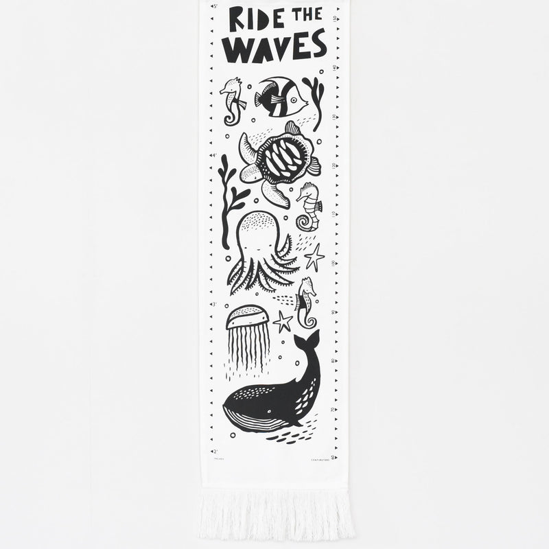 Ocean animals nursery growth chart – organic cotton canvas