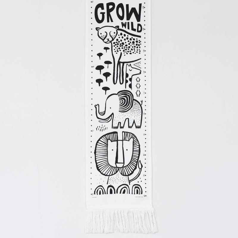 Safari animals canvas growth chart for nursery walls